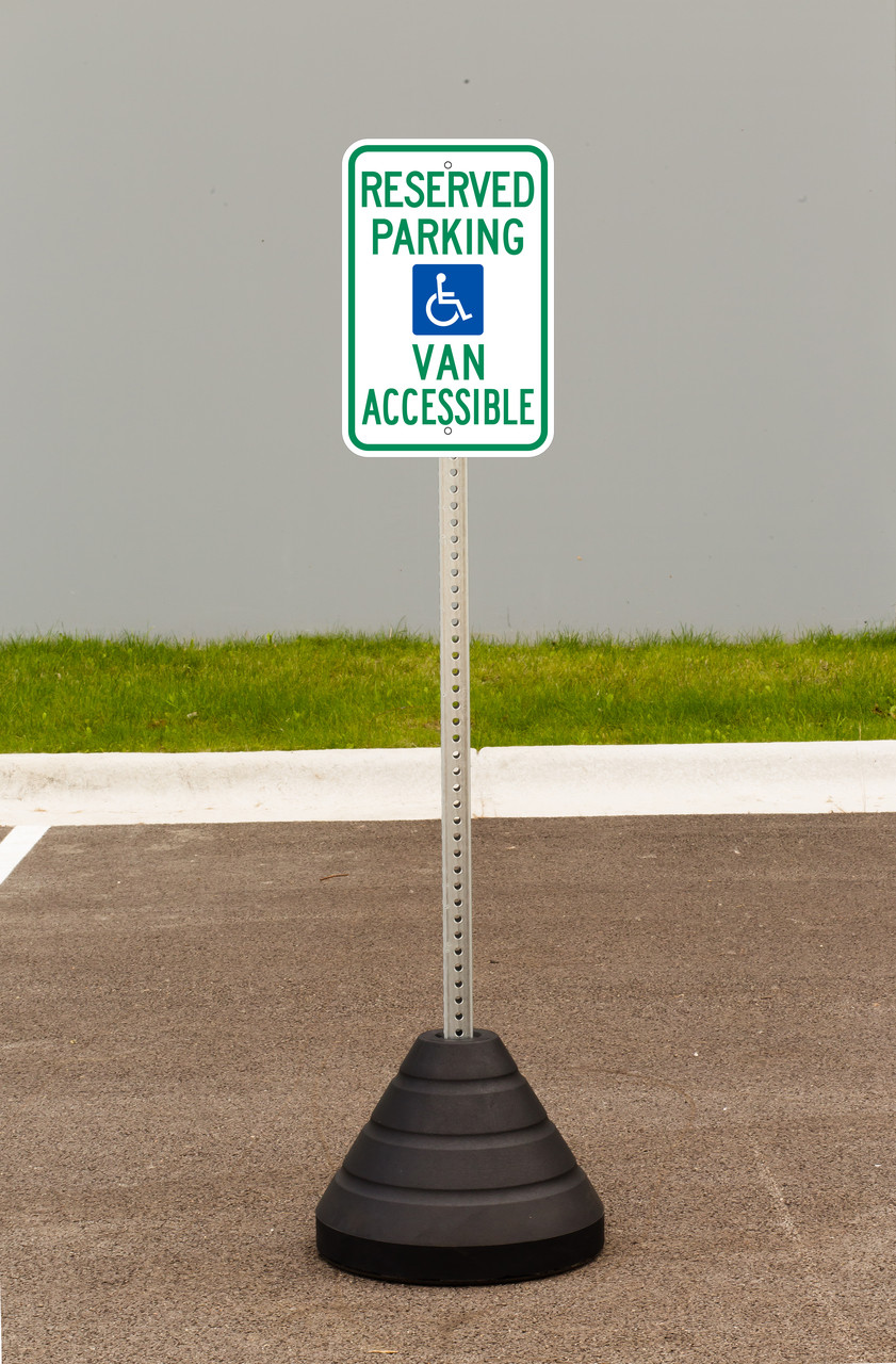 Zing "Handicapped Reserved Parking, Van Accessible" Sign Kit Bundle, with Base and Post