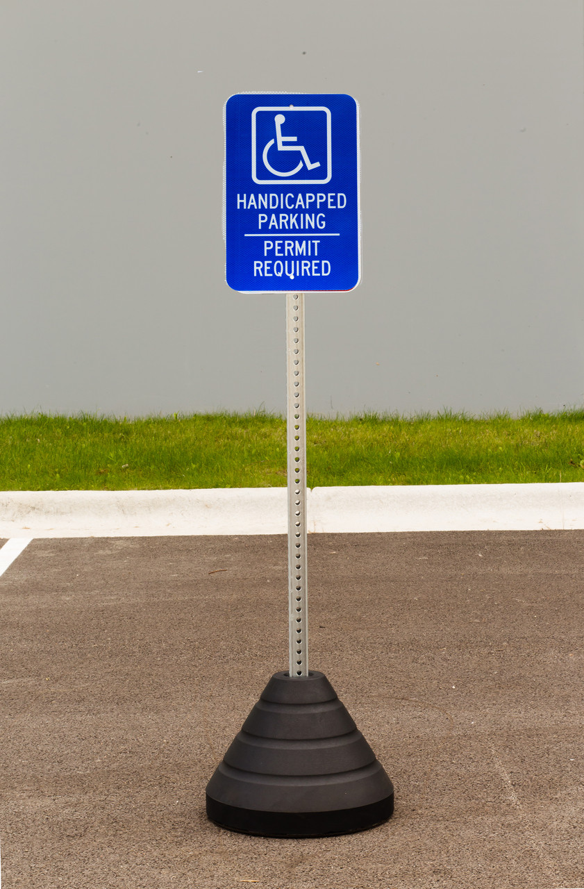 Zing "Handicapped Parking, Permit Required" Sign Kit Bundle, with Base and Post