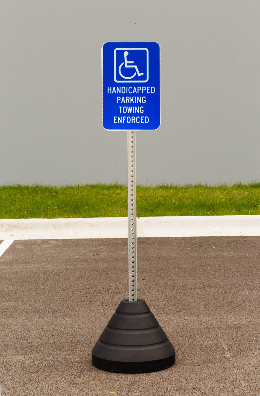 Zing "Handicapped Parking, Towing Enforced" Sign Kit Bundle, with Base and Post