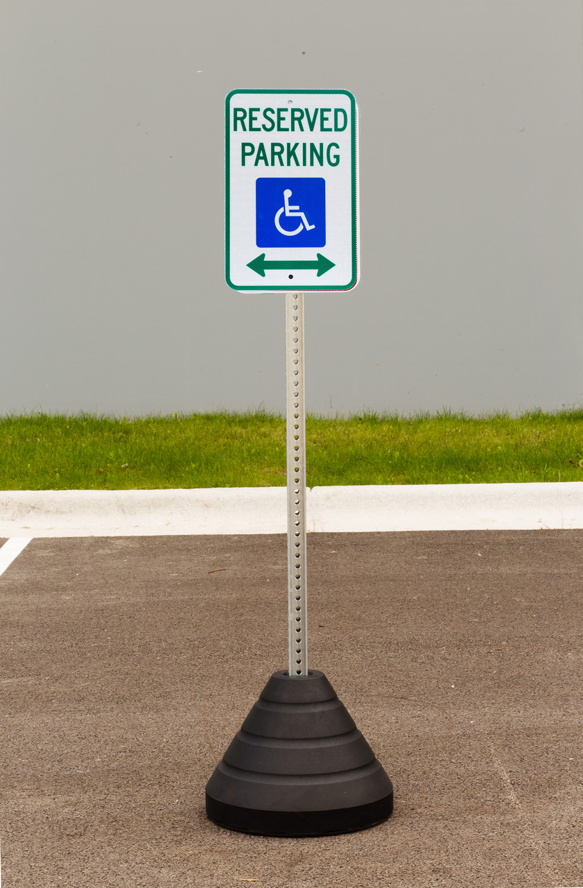 Zing "Handicapped Reserved Parking, with Double Arrow" Sign Kit Bundle, with Base and Post