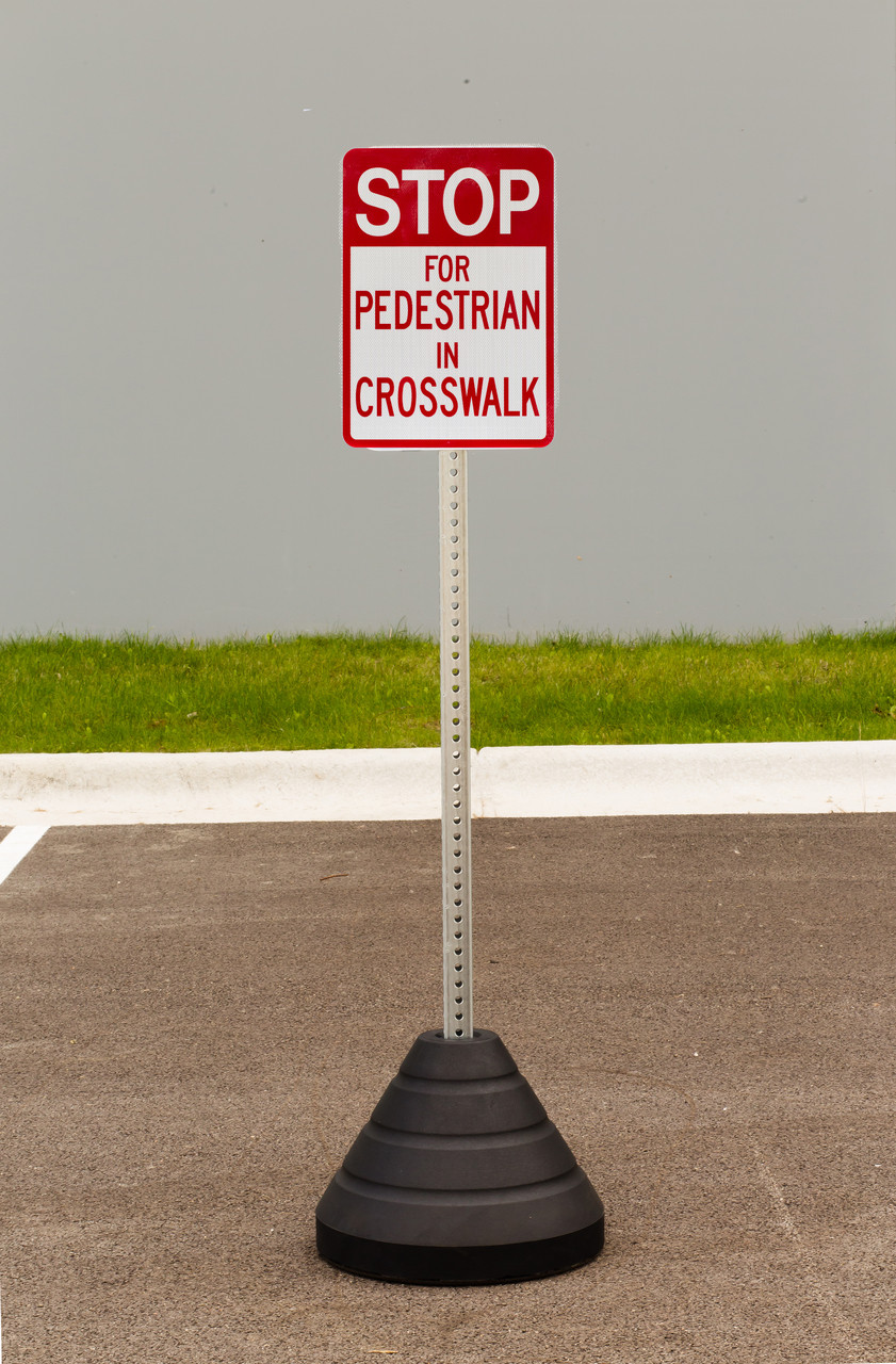 Zing "Stop For Pedestrian In Crosswalk" Sign Kit Bundle, with Base and Post