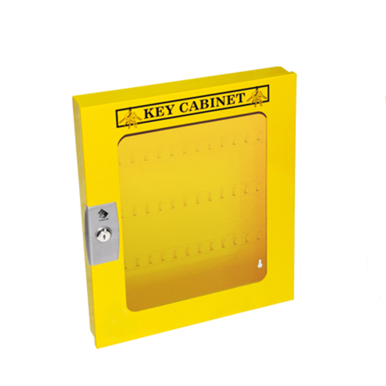 Lockout Cabinet, Yellow Steel, 60 Lock Capacity