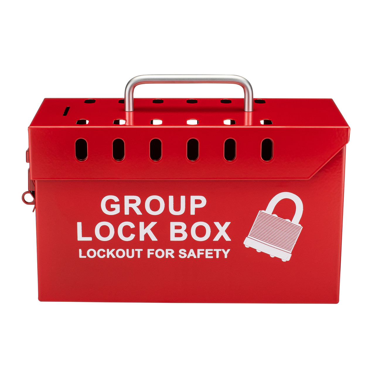 Group Lockout Box, 13-Hole, Steel, Red - ZING Green Safety Products