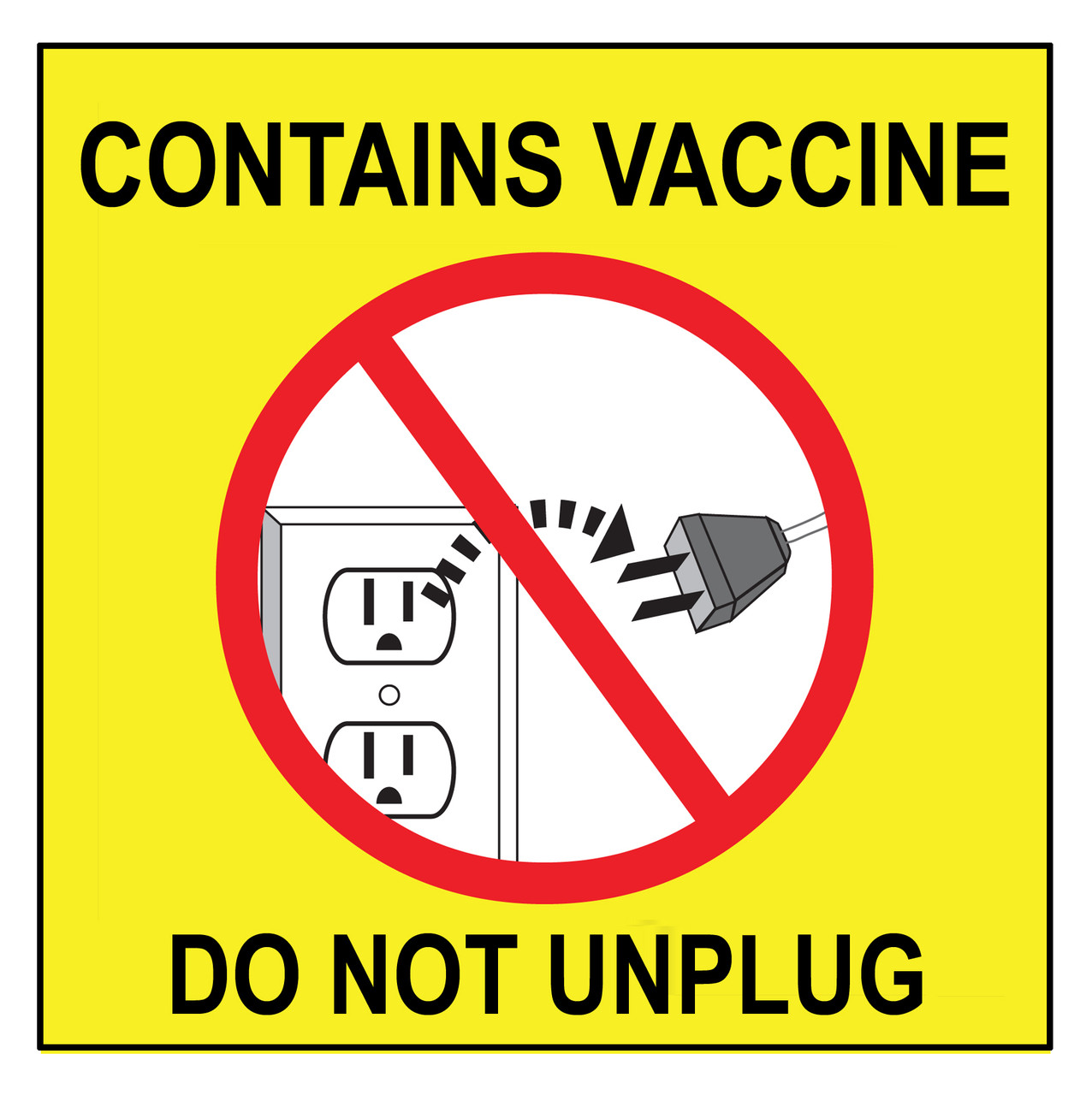 Refrigerator Magnet, Contains Vaccine Do Not Unplug, 4" x 4",  2/pack