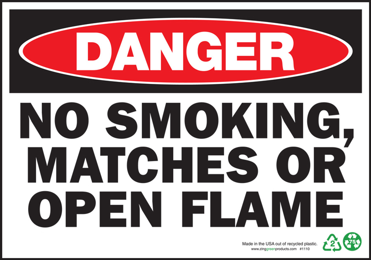 Danger Sign, No Smoking, Matches Or Open Flame, Plastic