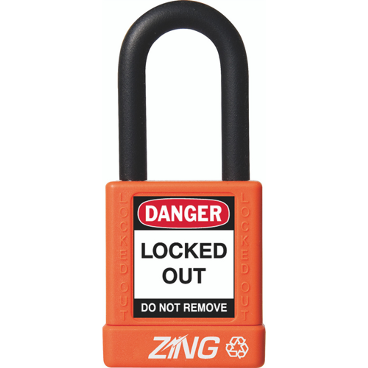 Recyclockout Safety Padlock, 1.5" Shackle, Keyed Alike, Orange