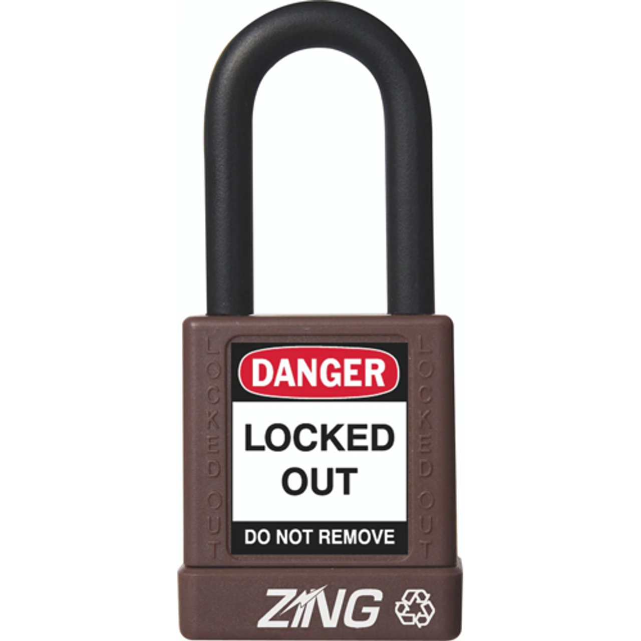 Recyclockout Safety Padlock, 1.5" Shackle, Keyed Alike, Brown