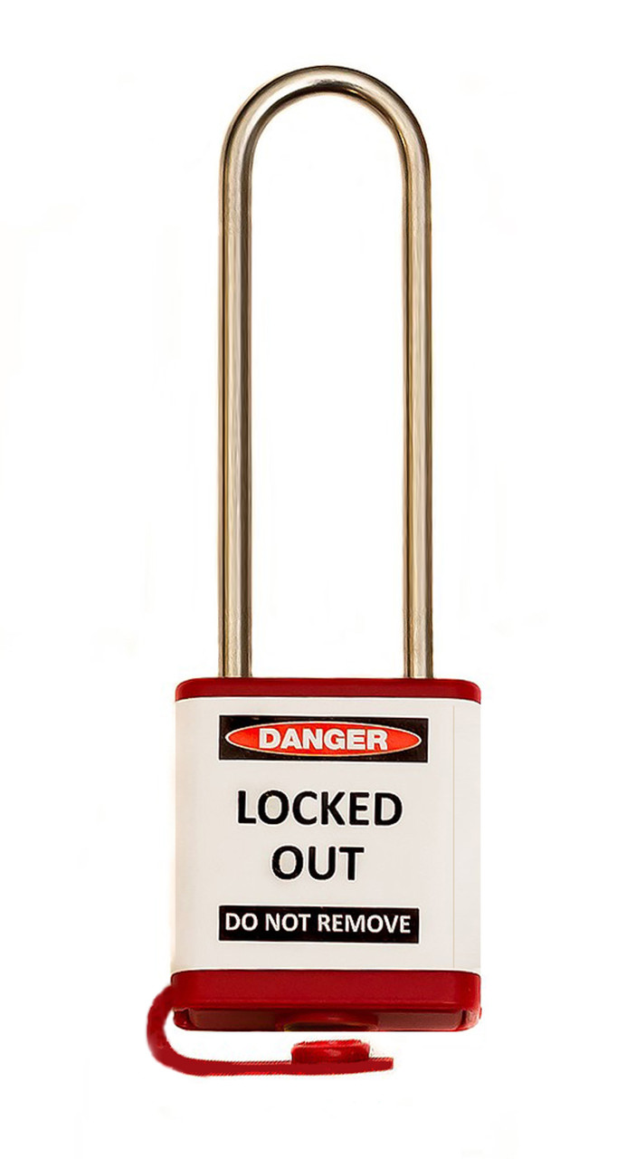 800 Series Extreme Environment Padlock, 3" Shackle, Keyed Alike, Red Shown with Key Hole Cover off