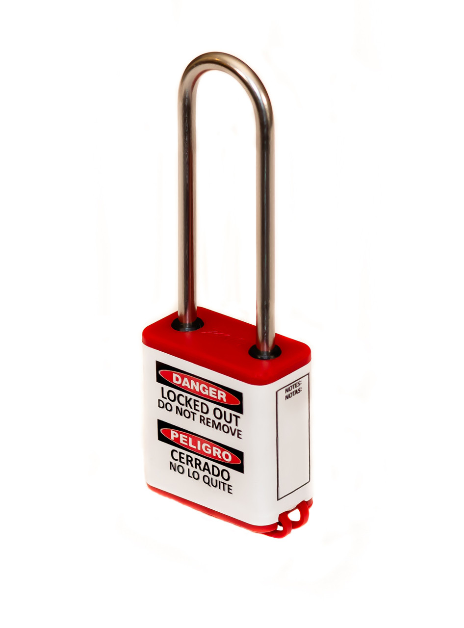 800 Series Extreme Environment Padlock, 3" Shackle, Keyed Different, Red - side view