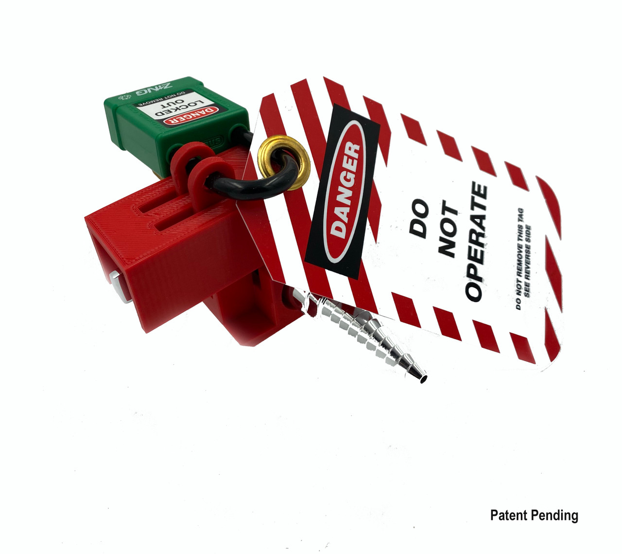 Ball Valve Lockout Laboratory Gas shown locked out with tag