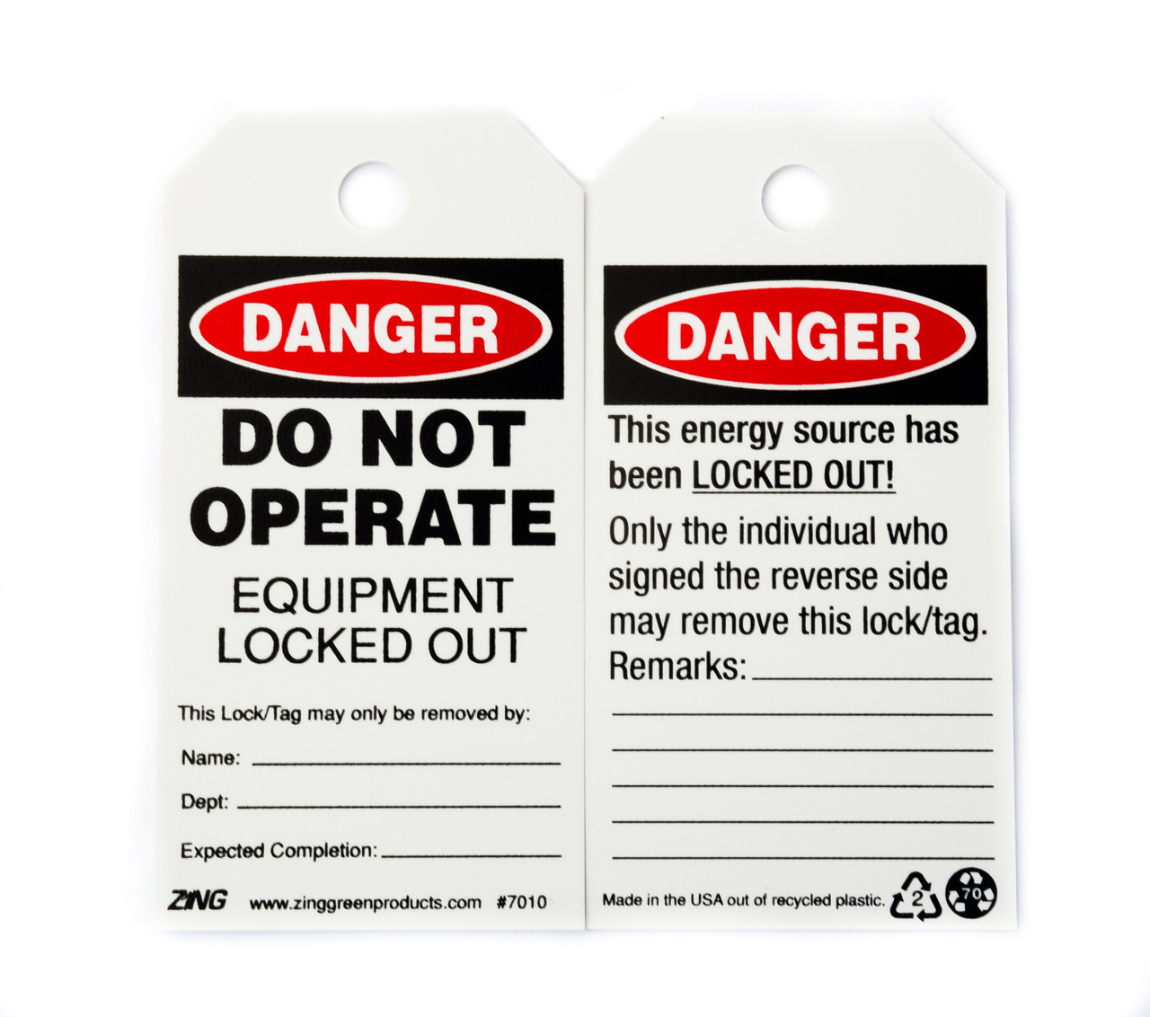 Eco Safety Tag, DANGER Do Not Operate, 5.75Hx3W, 10 Pack