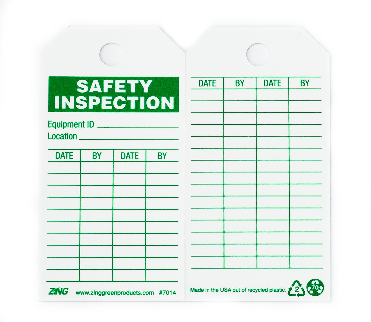 Eco Safety Tag, Safety Inspection, 5.75Hx3W, 10 Pack