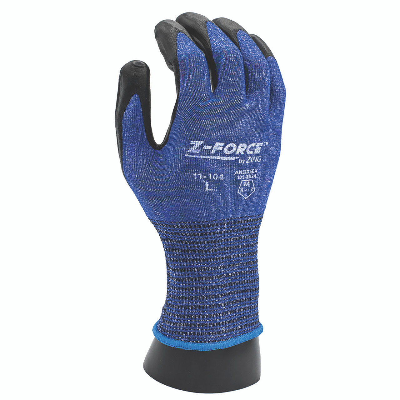 Z-Force Cut-Resistant Glove, 18 Gauge ANSI A4 Royal Blue Biobased fiber/HPPE shell, Bio-based PPU Palm coating, Touchscreen 11-104 