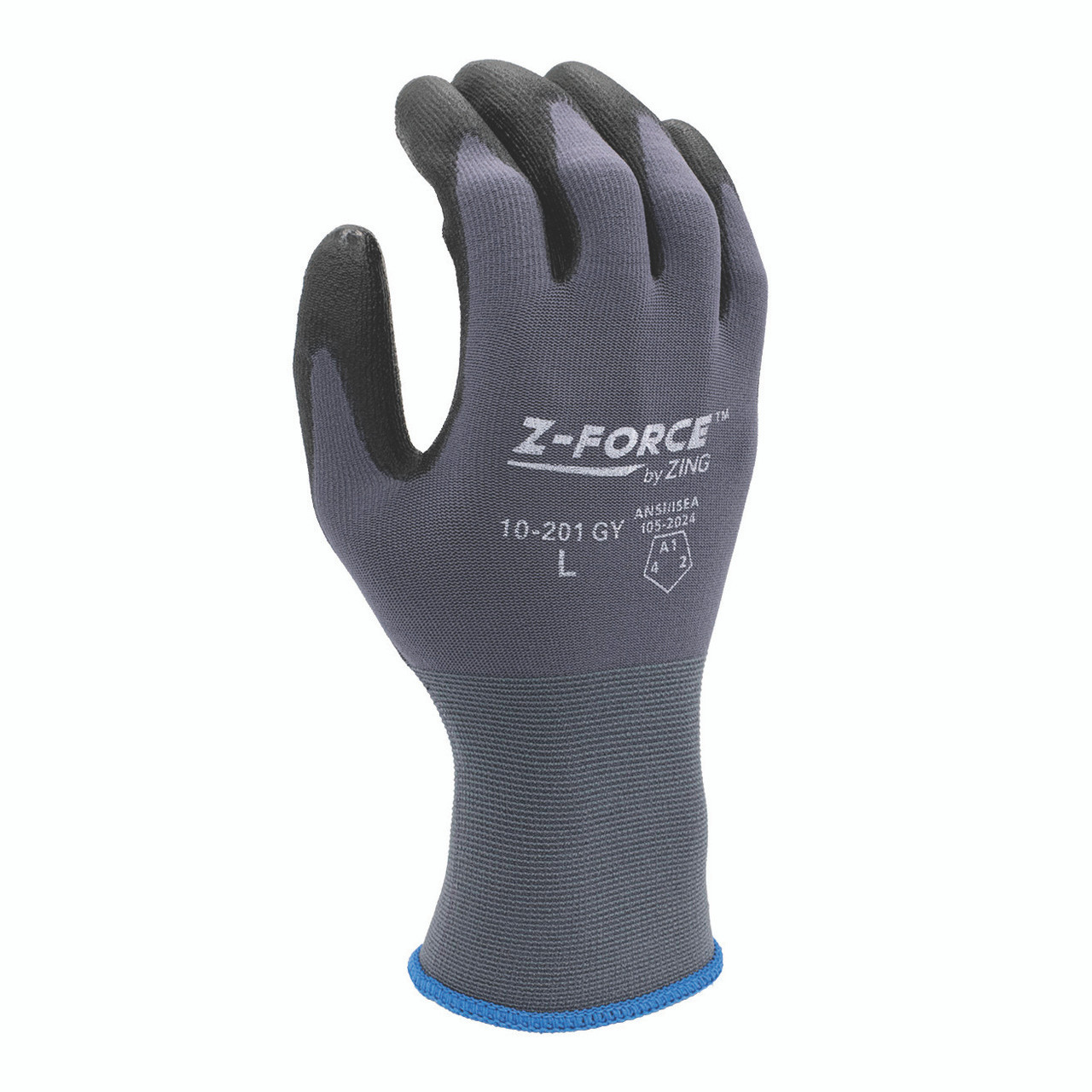 10-201 GY Z-Force General Purpose Glove, 18 Gauge Grey Bio-base Nylon+Spandex liner, Nitrile palm coated, Touchscreen