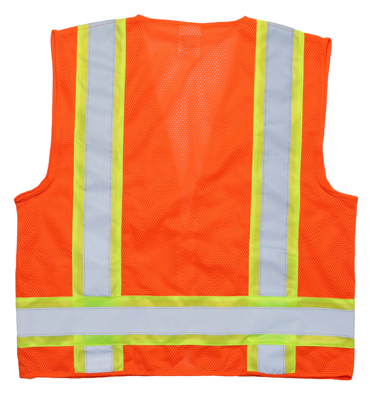 Z-Force orange high-visibility surveyor vest back view with reflective striping and breathable mesh back