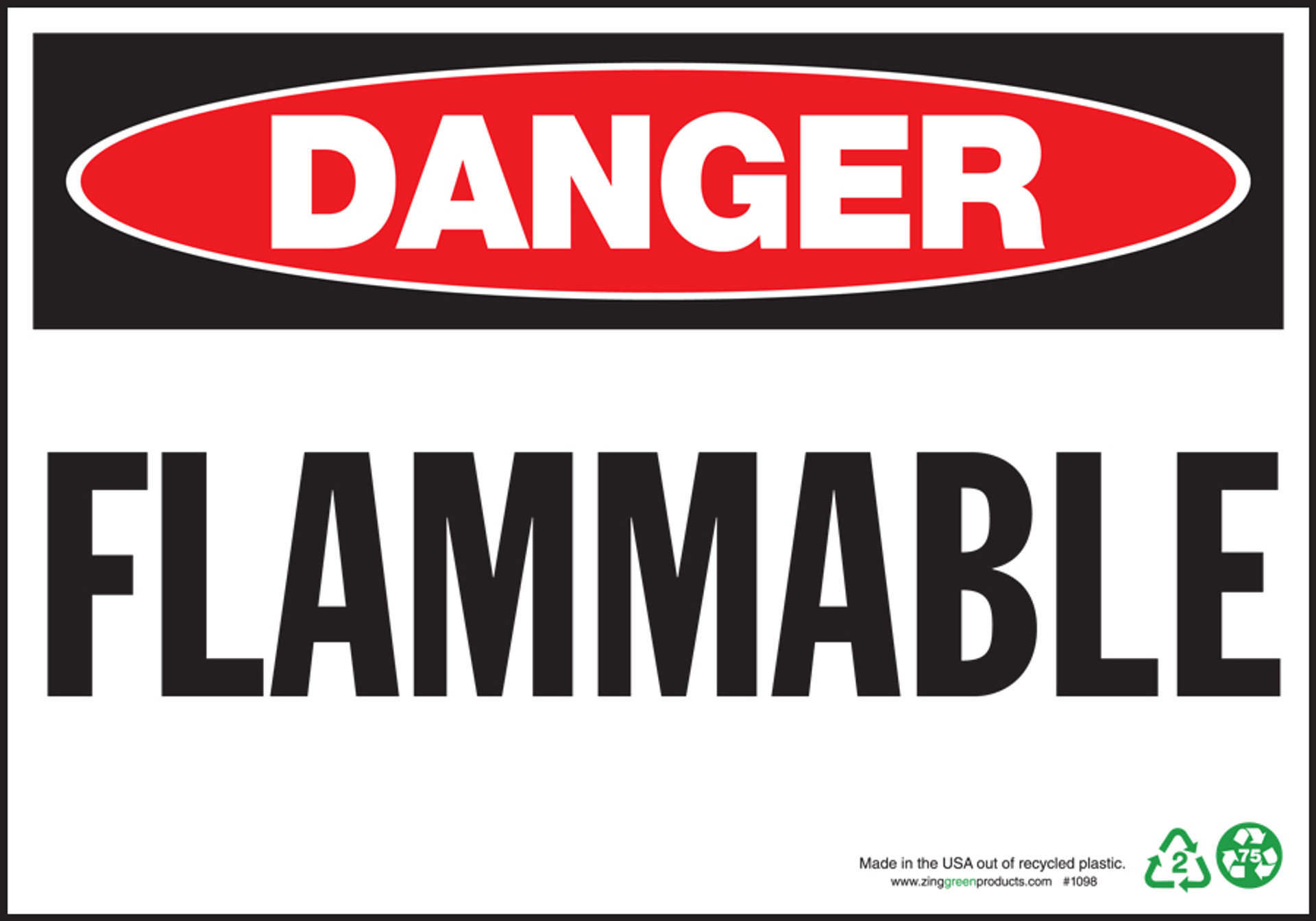 Danger Sign, Flammable, Plastic Zing