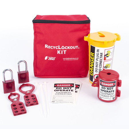 ZING RecycLockout Plug Kit, 11 Components, Aluminum Padlocks - 2733