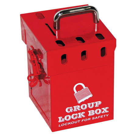 Mini Group Lockout Box, Steel, Red - Lockout Tagout - ZING Green