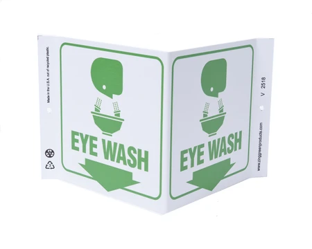 ZING Eco Safety V Sign, Eye Wash, 7Hx12Wx5D, Recycled Plastic