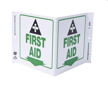 ZING Eco Safety V Sign, First Aid, 7Hx12Wx5D, Recycled Plastic