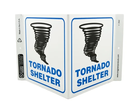 ZING Eco Safety V Sign, Tornado Shelter, 7Hx12Wx5D, Recycled Plastic
