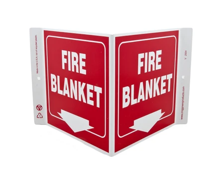 ZING Eco Safety V Sign, Fire Blanket, 7Hx12Wx5D, Recycled Plastic