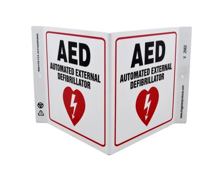ZING Eco Safety V Sign, AED, 7Hx12Wx5D, Recycled Plastic