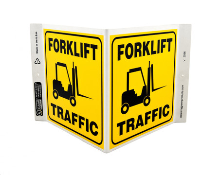 ZING Eco Safety V Sign, Forklift Traffic, 7Hx12Wx5D, Recycled Plastic
