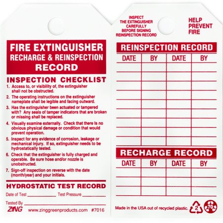 ZING Eco Safety Tag, Fire Extinguisher, 10 Pack, 7016