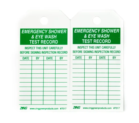 ZING Eco Safety Tag, Emergency Eyewash and Shower Inspection, 10 Pack - 7017