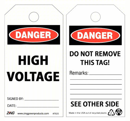 ZING Eco Safety Tag, High Voltage, 10 Pack - 7025