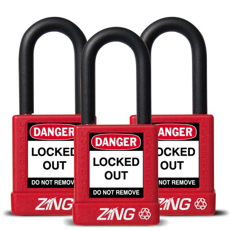 ZING RecycLock, Keyed Alike, 1.5" Shackle, 3 Pack - 7062