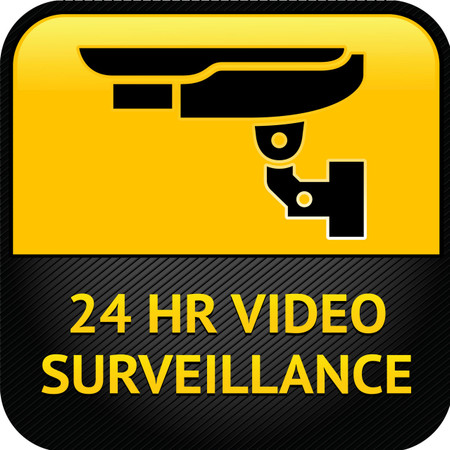 ZING Eco Security Label, 24 Hr Video Surveillance, 4Hx4W, Recycled Polystyrene, 2/Pk