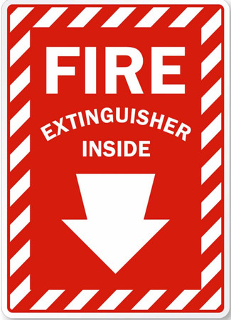 ZING Eco Safety Sign, Fire Extinguisher Inside w/Arrow, 10Hx7W, Recycled Plastic