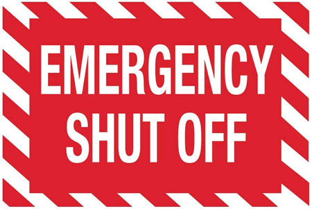 ZING Eco Safety Sign, Emergency Shut Off, 10Hx14W, Recycled Aluminum