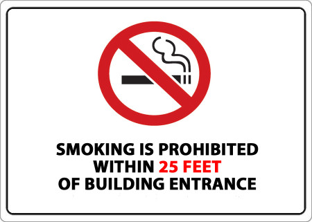ZING No Smoking 25 Feet Label, 5Hx7W, Recycled Polystyrene Adhesive, 2/pk