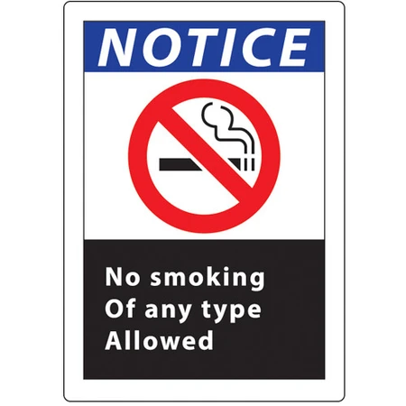 ZING No Smoking Window Decal, Notice No Smoking, 7Hx5W, Recycled Polystyrene Face-Adhesive, 2/Pk
