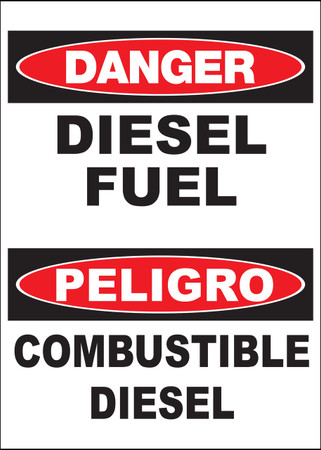 ZING Eco Safety Sign, DANGER Diesel Fuel (English/Spanish), 14Hx10W, Recycled Plastic