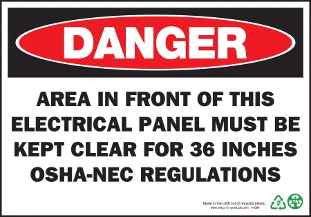 ZING Eco Safety Sign, DANGER Electrical Panel, 7Hx10W, Recycled Plastic