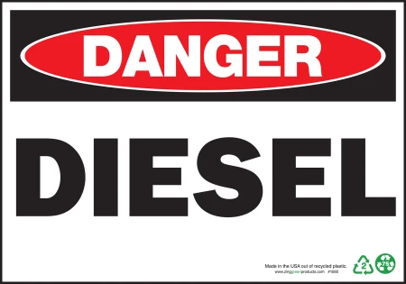 ZING Eco Safety Sign, DANGER Diesel, 7Hx10W, Recycled Plastic