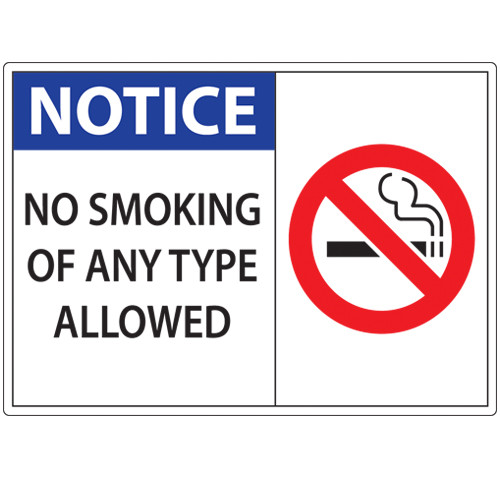 ZING No Smoking Window Decal, Notice No Smoking, Available in Different Sizes and Materials
