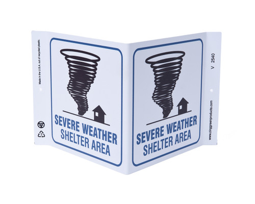 ZING 2540 Eco Safety V Sign, Severe Weather Shelter, 7Hx12Wx5D, Recycled Plastic