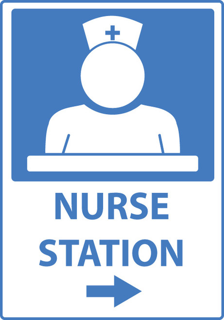 Zing Safety Sign, Nurse's Station, with Right Arrow, Available in Different Sizes and Materials