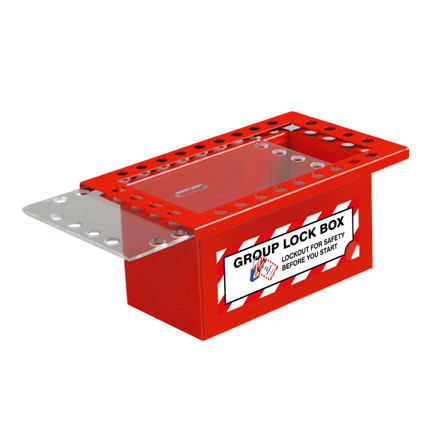 Group Lock Box, Red Steel, 26-Hole, Top Slide, Clear Lid - ZING
