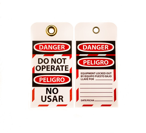 Lockout Tag, Bilingual, DANGER DO OPERATE, NO USAR, 6"x3", 10/Pk