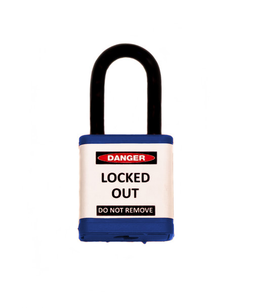 Lockout Padlock, Blue, Keyed Alike, 1.5" shackle