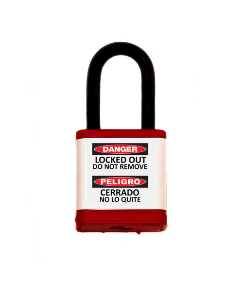 Lockout Safety Padlock, 700 Series, 1.5" Shackle, Keyed Different, Red