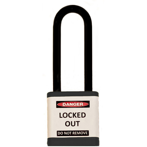 Lockout Padlock, Black, Keyed Different, 3" shackle