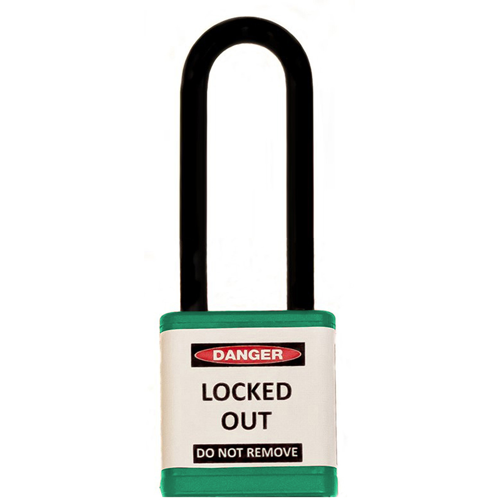 Lockout Padlock, Green, Keyed Different, 3" shackle