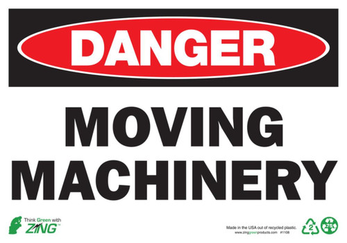 Danger Sign, Moving Machinery, Plastic - 1108, 2108